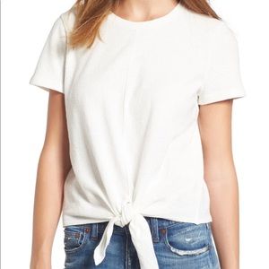 Madewell White Short Sleeve Tie-Front Tee